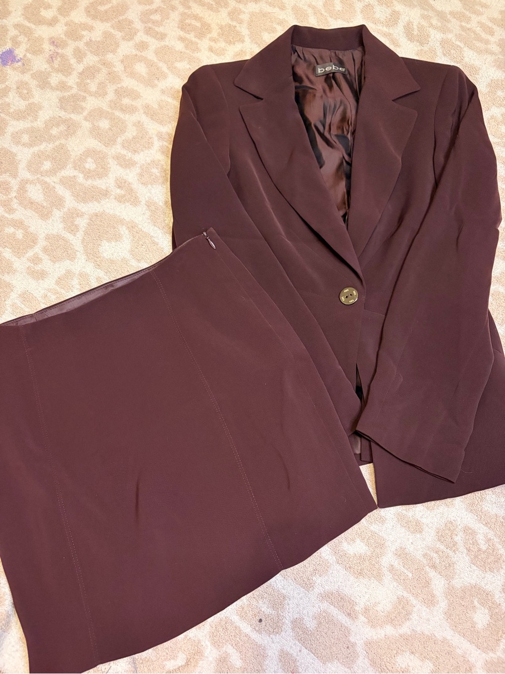 BEBE Vintage Brown Two-Piece Blazer and Skirt Suit NWT Size 2